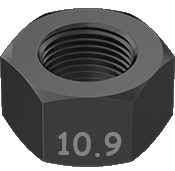 Metric Hexagonal Nut Fine Thread Black Steel M20 * 1.5 Grade 10.9