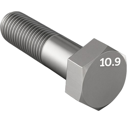 Metric Hexagonal Bolt Yellow Zinc M8 * 1.25 * 45mm Grade 10.9