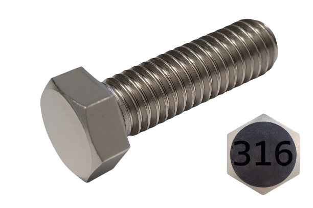 Imperial Hexagonal Bolt Full Thread 316 Stainless Steel  1-8 * 2-1/2"