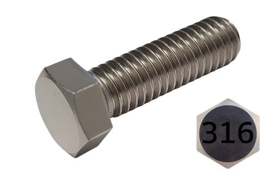 Imperial Hexagonal Bolt Fine And Full Thread 316 Stainless Steel 3/8-24 * 1-1/8"