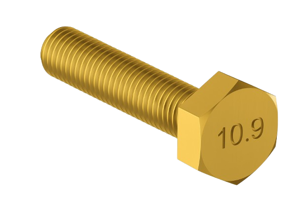 Metric Hexagonal Bolt Full Thread Yellow Zinc M20 * 2.5 * 50mm Grade 10.9