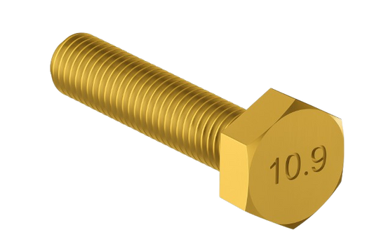 Metric Hexagonal Bolt Full Thread Yellow Zinc M20 * 2.5 * 30mm Grade 10.9
