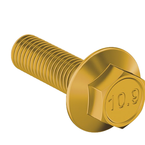 Metric Flanged Hexagonal Bolt Full Thread Yellow Zinc M10 * 1.5 * 35mm Grade 10.9