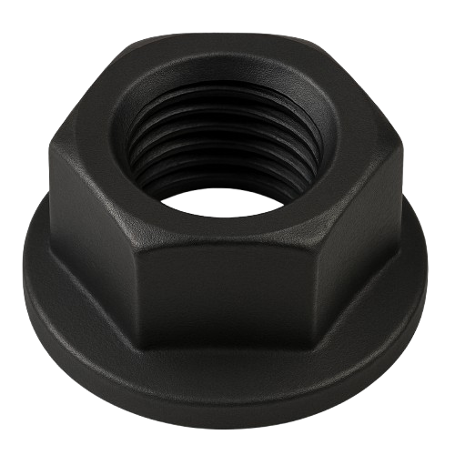 Serrated Flanged Conical Hexagonal Nut Black Steel 1/4-20 Grade 8