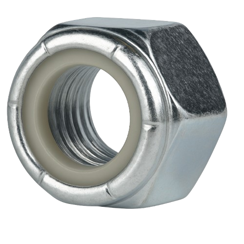 Hexagonal Nut Nylon Insert Fine Thread Zinc 10-32 Grade 2