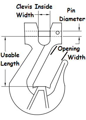 Grab Hook With Clevis Blue Painted Alloy Steel 9/32 Grade 100