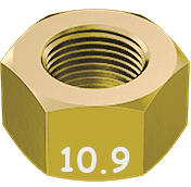 Metric Hexagonal Nut Yellow Zinc M12 * 1.75  Grade 10.9