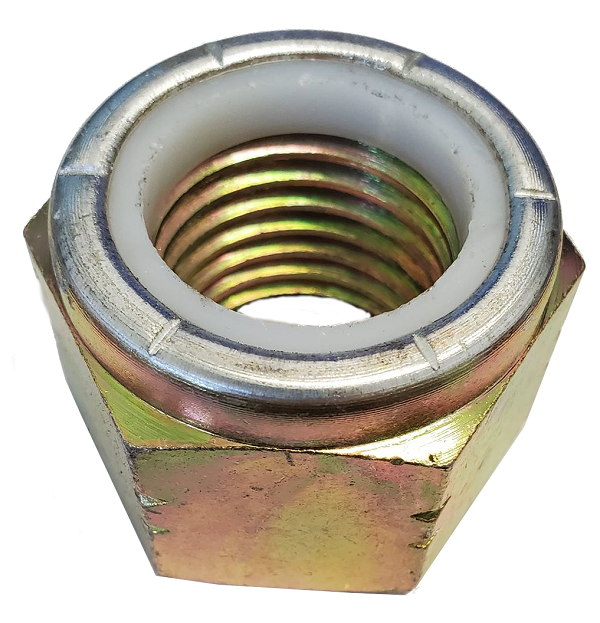 Hexagonal Nut Nylon Insert Fine Thread Yellow Zinc Plated 1-14 Grade 8
