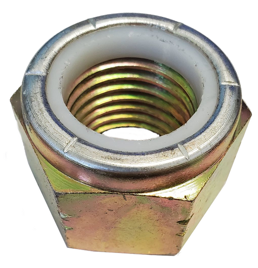 Hexagonal Nut Nylon Insert Fine Thread Yellow Zinc Plated 1-14 Grade 8
