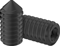 Set Screw Fine & Full Thread Black Steel 1/4-28 * 3/8" Grade 8 [Cone Point] [Allen Drive]