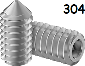 Set Screw Fine & Full Thread Stainless Steel 10-32 * 3/8" [Cone Point] [Allen Drive]