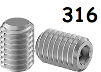 Set Screw Full Thread Stainless Steel 3/8-16 * 7/16" [Cup Point] [Allen Drive]
